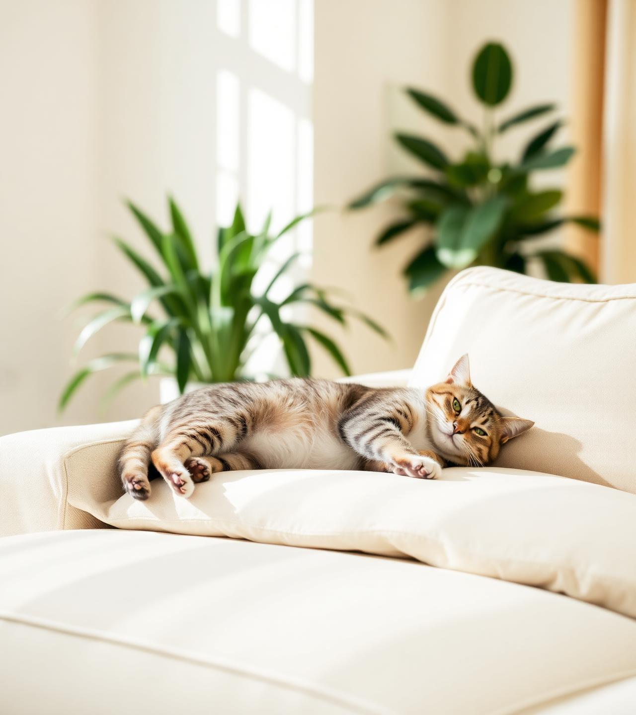 Happy cat being gently cared for at home